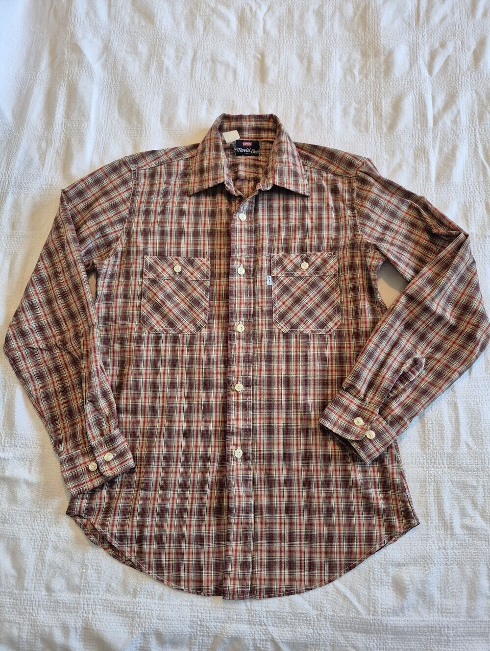 Levi's men's Medium "Movin On" 1970's plaid shirt VGUC for age